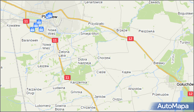 mapa Chorzew gmina Pleszew, Chorzew gmina Pleszew na mapie Targeo