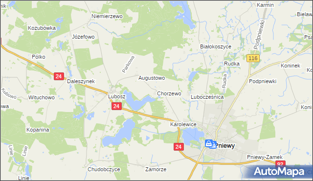 mapa Chorzewo gmina Kwilcz, Chorzewo gmina Kwilcz na mapie Targeo