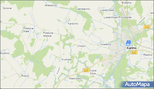 mapa Chotyń, Chotyń na mapie Targeo