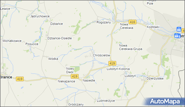 mapa Chróścielów, Chróścielów na mapie Targeo