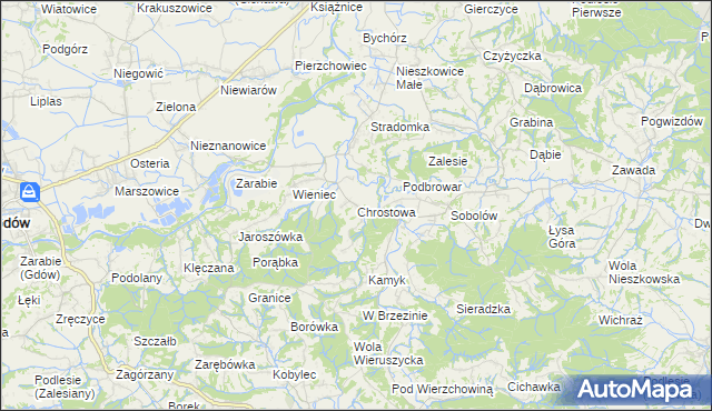mapa Chrostowa gmina Łapanów, Chrostowa gmina Łapanów na mapie Targeo