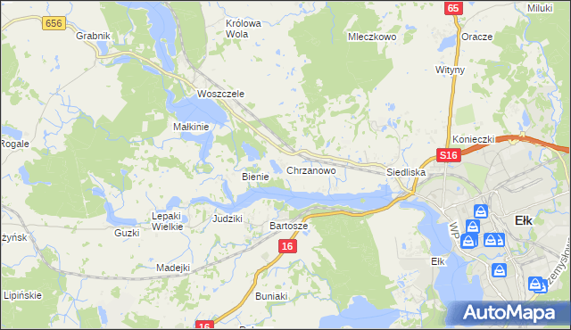 mapa Chrzanowo gmina Ełk, Chrzanowo gmina Ełk na mapie Targeo