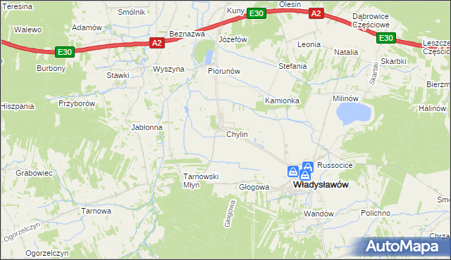 mapa Chylin gmina Władysławów, Chylin gmina Władysławów na mapie Targeo