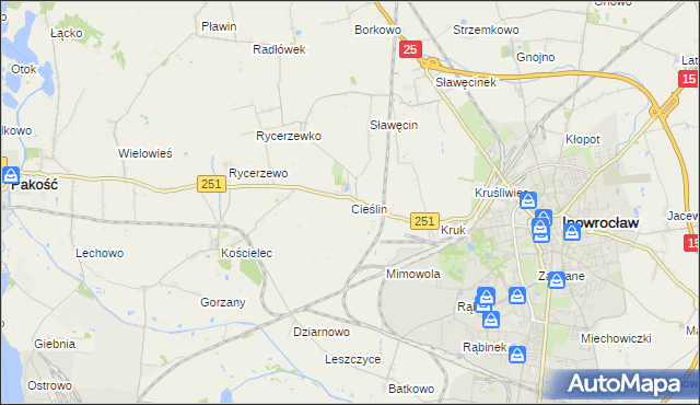 mapa Cieślin gmina Inowrocław, Cieślin gmina Inowrocław na mapie Targeo