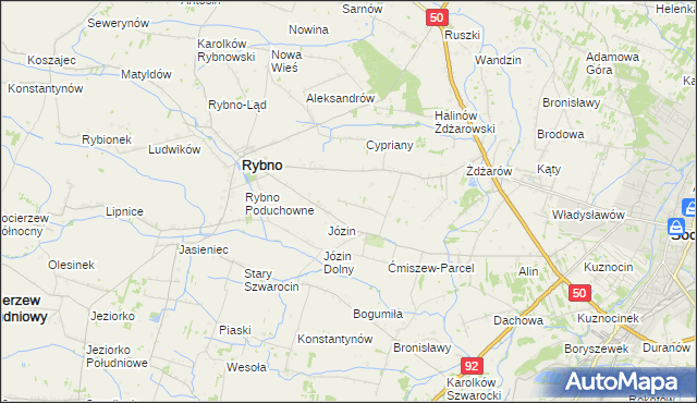 mapa Ćmiszew Rybnowski, Ćmiszew Rybnowski na mapie Targeo