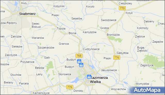 mapa Cudzynowice, Cudzynowice na mapie Targeo