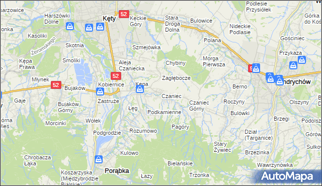 mapa Czaniec, Czaniec na mapie Targeo