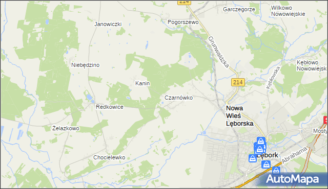 mapa Czarnówko gmina Nowa Wieś Lęborska, Czarnówko gmina Nowa Wieś Lęborska na mapie Targeo