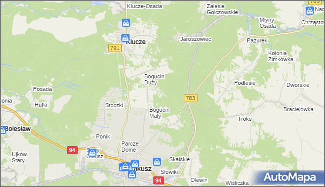 mapa Czarny Las gmina Olkusz, Czarny Las gmina Olkusz na mapie Targeo