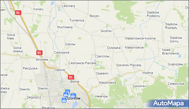 mapa Czerchów, Czerchów na mapie Targeo
