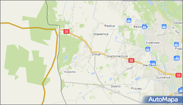 mapa Dołuje, Dołuje na mapie Targeo