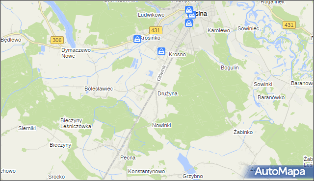 mapa Drużyna, Drużyna na mapie Targeo