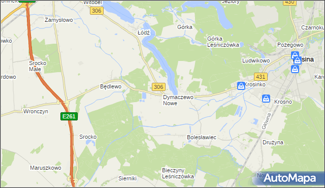 mapa Dymaczewo Nowe, Dymaczewo Nowe na mapie Targeo