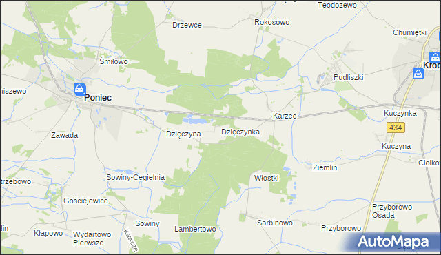 mapa Dzięczynka, Dzięczynka na mapie Targeo