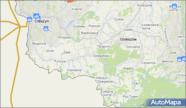 mapa Dzięgielów, Dzięgielów na mapie Targeo