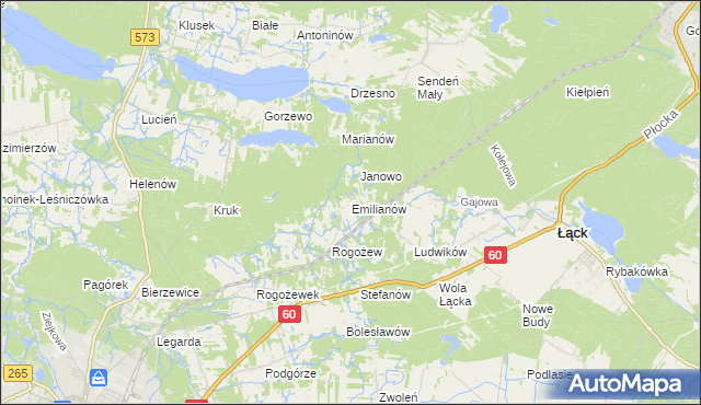 mapa Emilianów gmina Gostynin, Emilianów gmina Gostynin na mapie Targeo