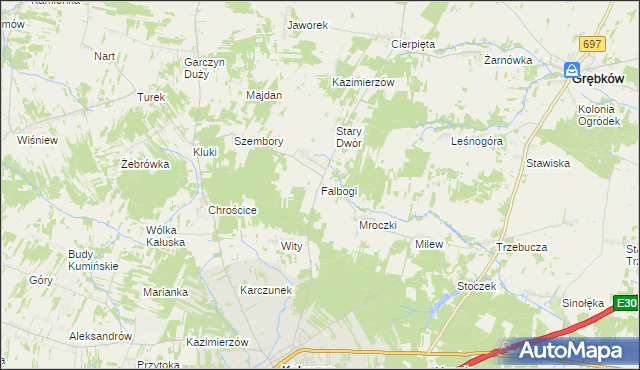 mapa Falbogi, Falbogi na mapie Targeo
