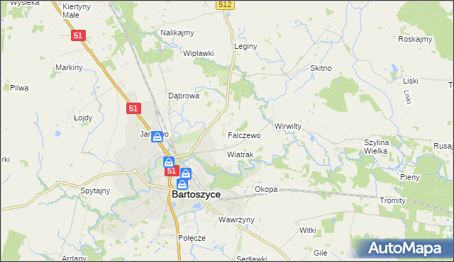 mapa Falczewo, Falczewo na mapie Targeo