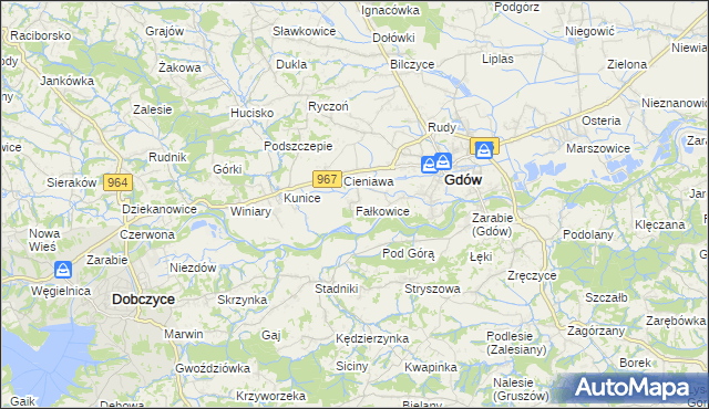 mapa Fałkowice gmina Gdów, Fałkowice gmina Gdów na mapie Targeo