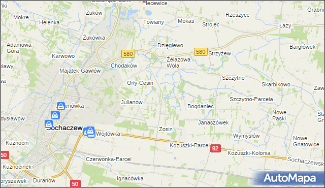 mapa Feliksów gmina Sochaczew, Feliksów gmina Sochaczew na mapie Targeo