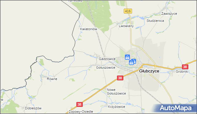 mapa Gadzowice, Gadzowice na mapie Targeo