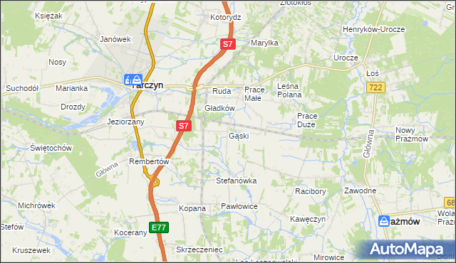 mapa Gąski gmina Tarczyn, Gąski gmina Tarczyn na mapie Targeo