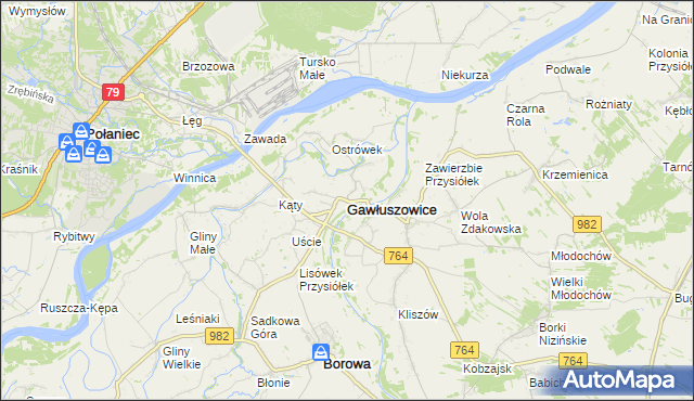 mapa Gawłuszowice, Gawłuszowice na mapie Targeo