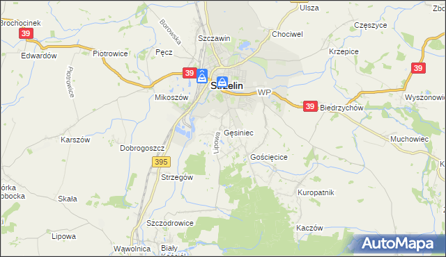 mapa Gęsiniec, Gęsiniec na mapie Targeo