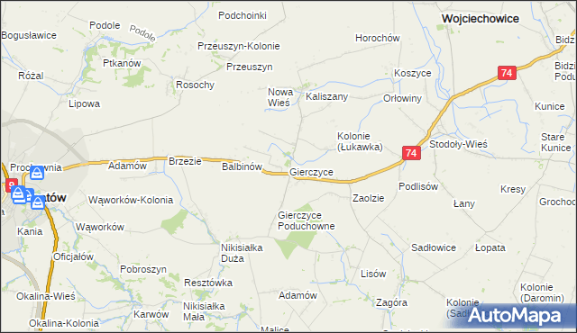 mapa Gierczyce gmina Wojciechowice, Gierczyce gmina Wojciechowice na mapie Targeo