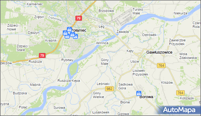 mapa Gliny Małe, Gliny Małe na mapie Targeo