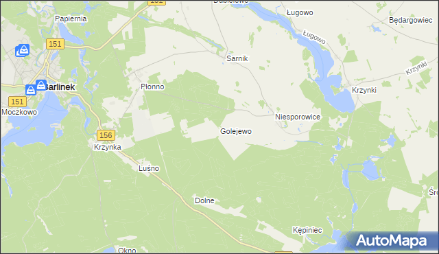 mapa Golejewo gmina Pełczyce, Golejewo gmina Pełczyce na mapie Targeo