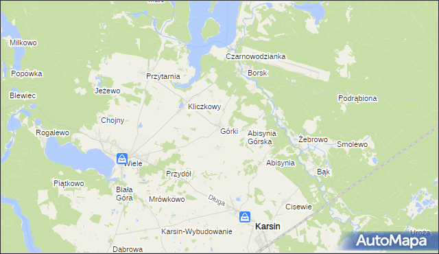 mapa Górki gmina Karsin, Górki gmina Karsin na mapie Targeo