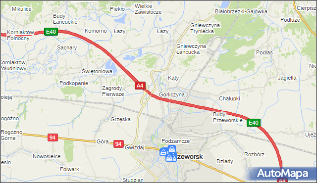 mapa Gorliczyna, Gorliczyna na mapie Targeo