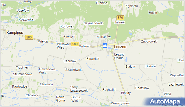 mapa Grądki gmina Leszno, Grądki gmina Leszno na mapie Targeo