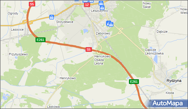 mapa Henrykowo Osada Leśna, Henrykowo Osada Leśna na mapie Targeo