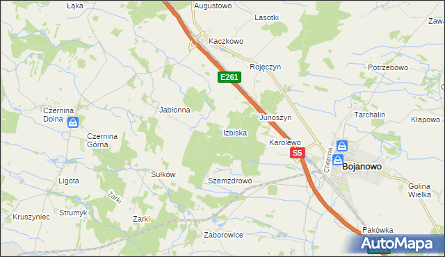 mapa Izbiska gmina Rydzyna, Izbiska gmina Rydzyna na mapie Targeo