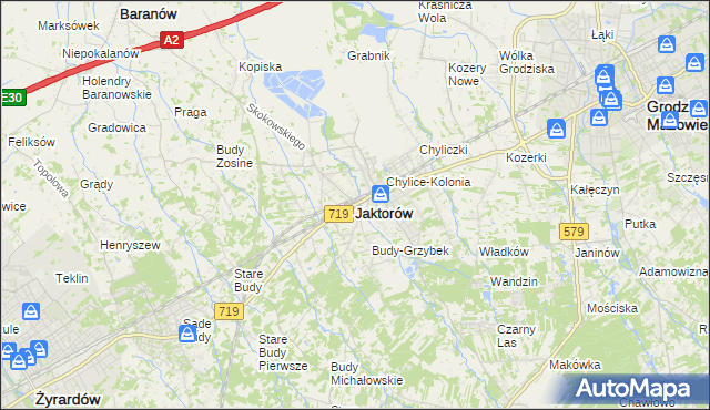 mapa Jaktorów, Jaktorów na mapie Targeo