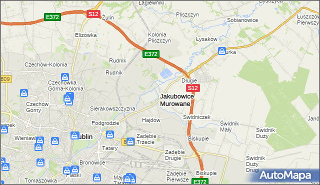 mapa Jakubowice Murowane, Jakubowice Murowane na mapie Targeo