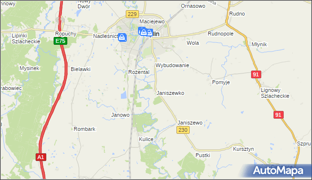 mapa Janiszewko, Janiszewko na mapie Targeo