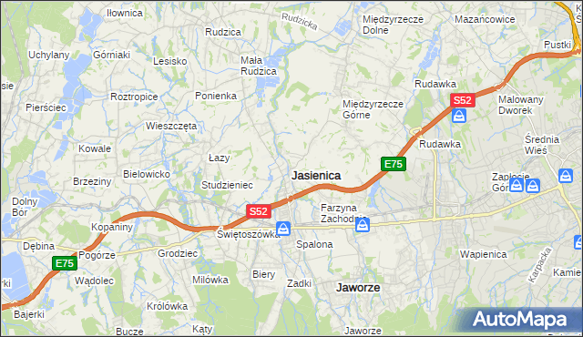 mapa Jasienica powiat bielski, Jasienica powiat bielski na mapie Targeo