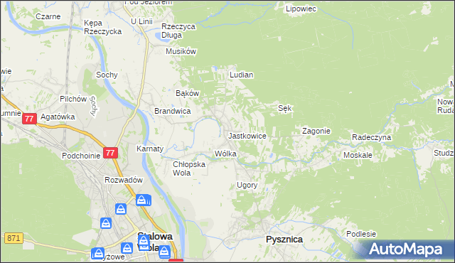 mapa Jastkowice, Jastkowice na mapie Targeo