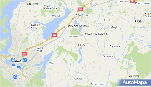 mapa Kałduny gmina Iława, Kałduny gmina Iława na mapie Targeo