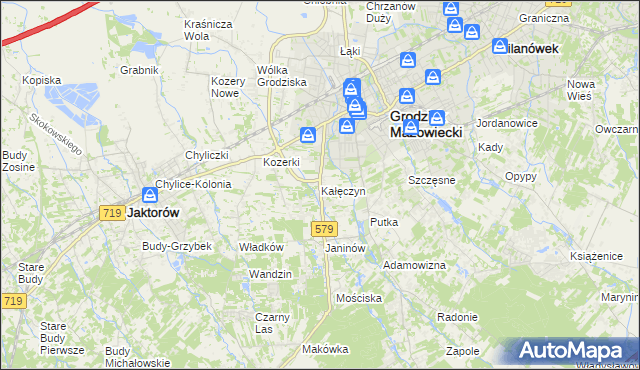 mapa Kałęczyn gmina Grodzisk Mazowiecki, Kałęczyn gmina Grodzisk Mazowiecki na mapie Targeo