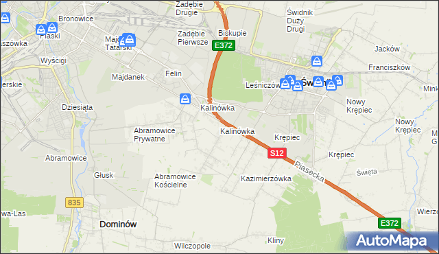 mapa Kalinówka gmina Głusk, Kalinówka gmina Głusk na mapie Targeo