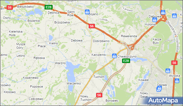 mapa Karczemki gmina Szemud, Karczemki gmina Szemud na mapie Targeo