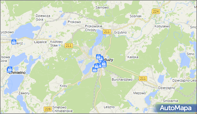 mapa Kartuzy, Kartuzy na mapie Targeo