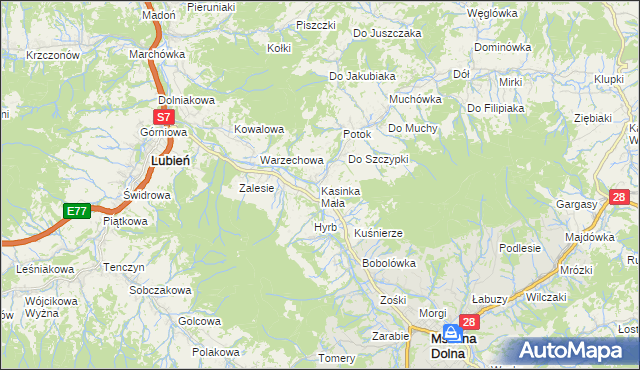 mapa Kasinka Mała, Kasinka Mała na mapie Targeo