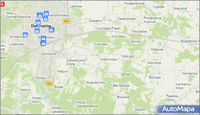 mapa Kielchinów, Kielchinów na mapie Targeo