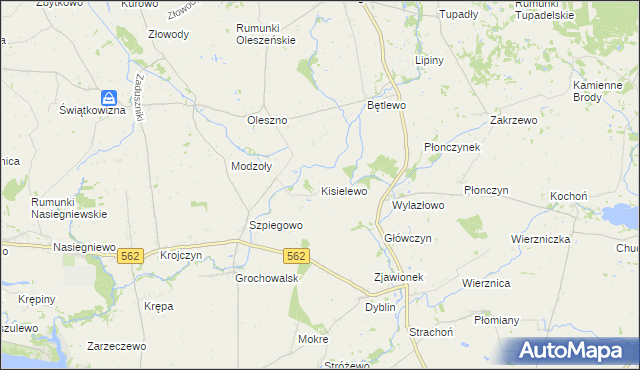 mapa Kisielewo gmina Dobrzyń nad Wisłą, Kisielewo gmina Dobrzyń nad Wisłą na mapie Targeo