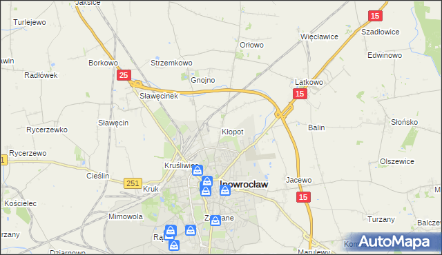 mapa Kłopot gmina Inowrocław, Kłopot gmina Inowrocław na mapie Targeo